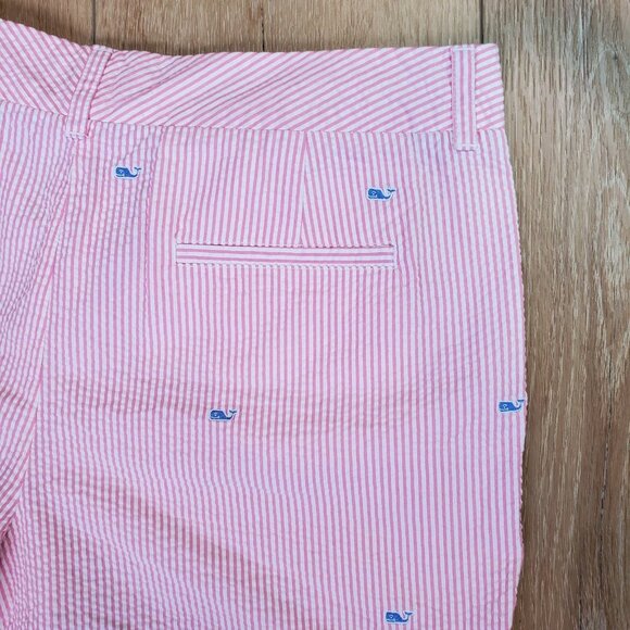 Vineyard Vines Womens Seersucker Pink White Nautical Whale Size L Beachy Preppy - Picture 8 of 14